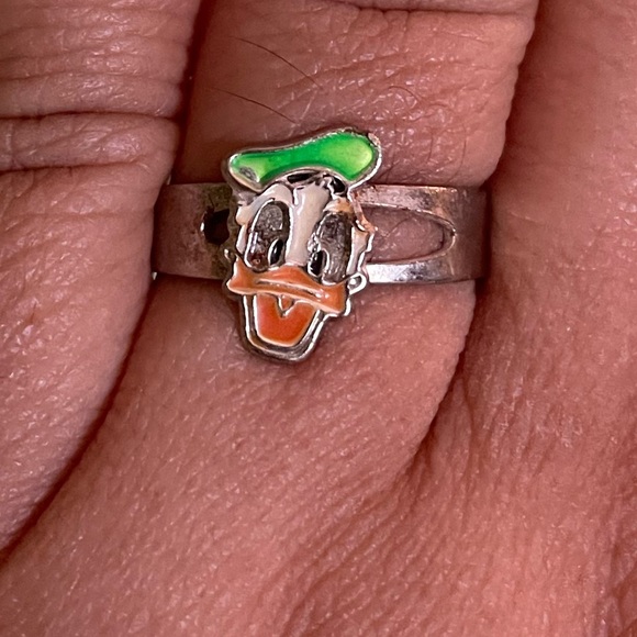 Silver and Green Donald Duck Adjustable Ring - Picture 5 of 5